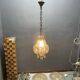 Wrought Iron Tinted Blue Murano Glass Light Pendant 1960’s