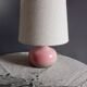 Lampe de chevet céramique rose moucheté signé, abat jour lin
