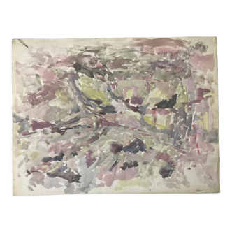 Aquarelle sur papier signée de Michel Bérard (1933-2020) abstraction, c 1965