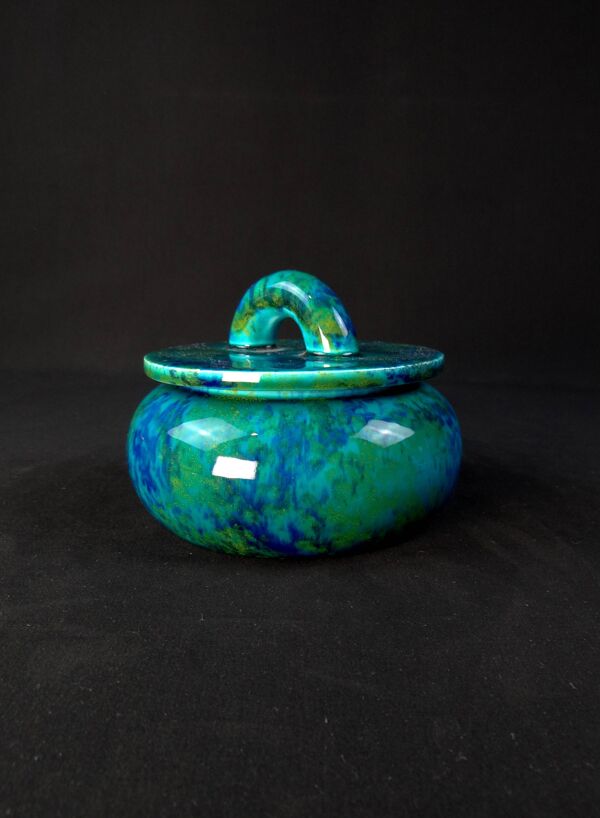 Paul milet (1870-1950) sèvres, bonbonnière bleu turquoise période art déco