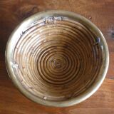 Bauhaus DLG rattan and brass bowl by Italian Gabriella Crespi