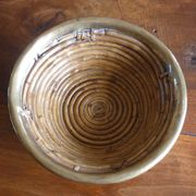 Bauhaus DLG rattan and brass bowl by Italian Gabriella Crespi