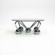 Table basse Sputnik en métal chromé et verre fumé, années 1970, Italie