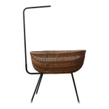 Wicker cradle metal base Scandinavian design vintage Dutch handmade doll bed