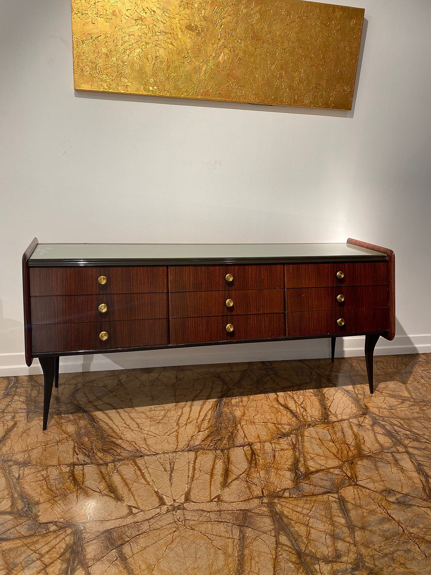 Nine Drawers Italian Mid-Century Chest of Drawers