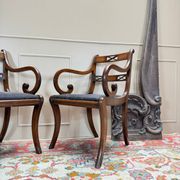 Pair of Armchairs and Pair of Chairs in Mahogany, 20th Century