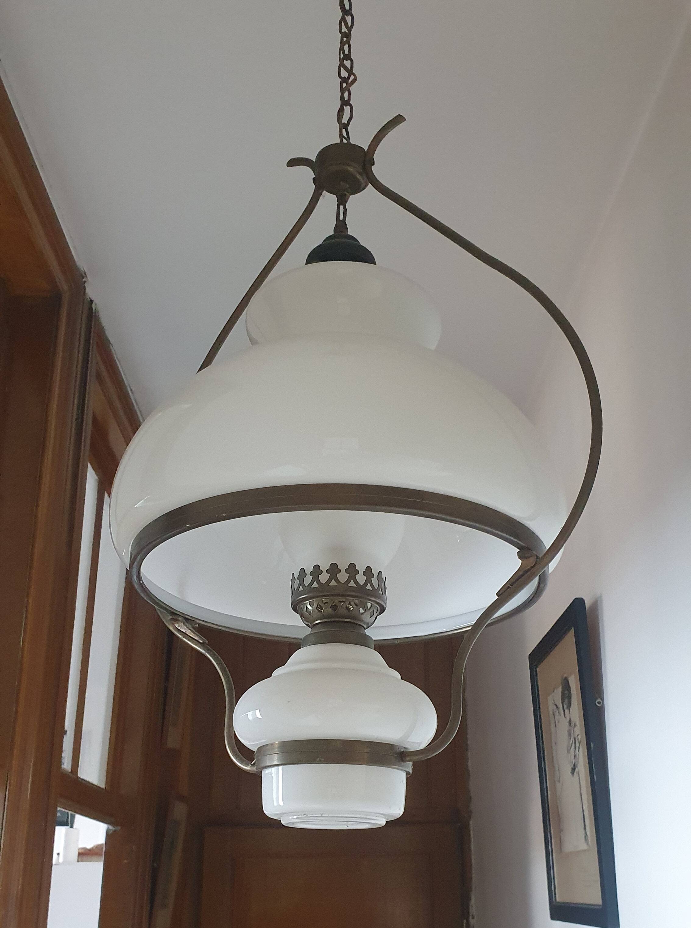 OPALINE and COPPER chandelier