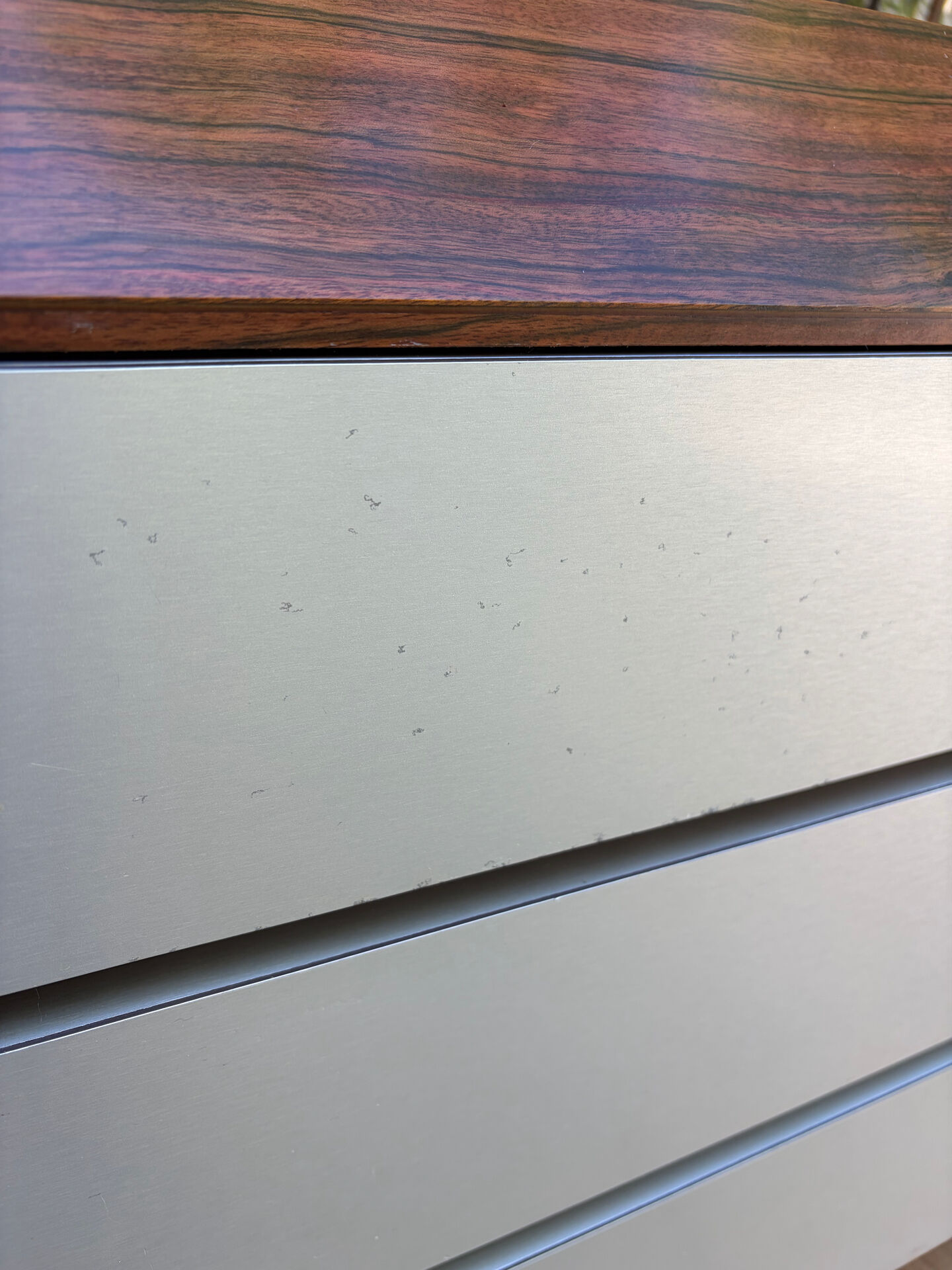 Vintage rosewood and brushed aluminium chest of drawers
