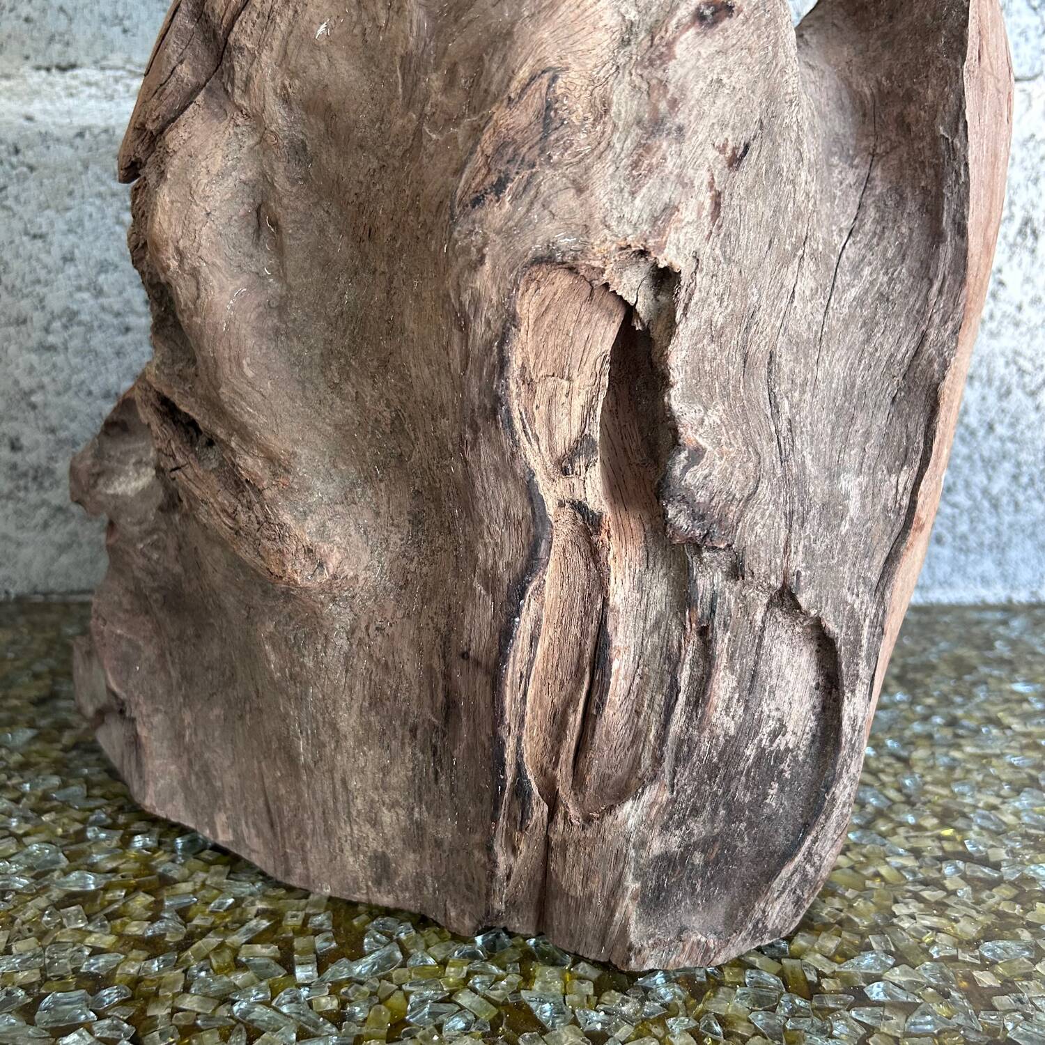 Unique teak root candle holder
