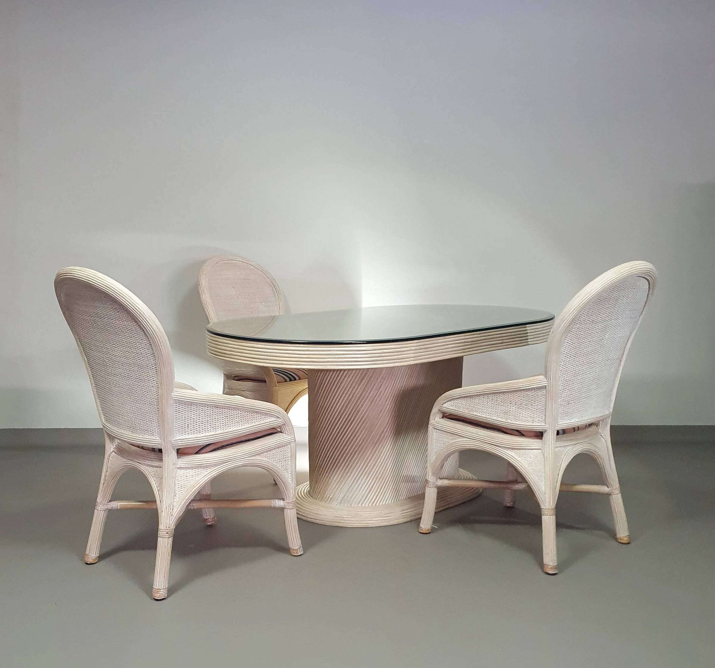 Pensil reed / Split reed table / 3 × chair / dining set