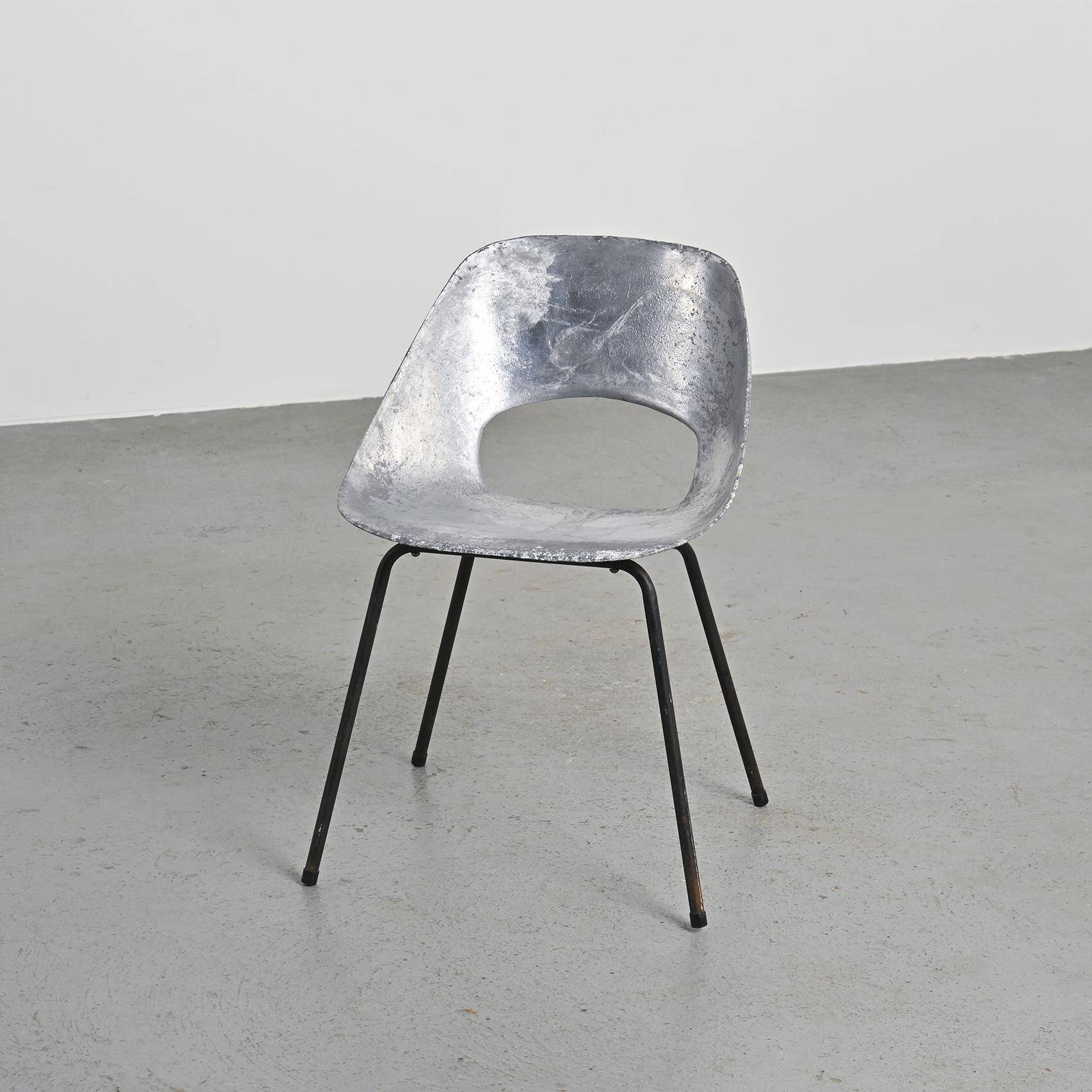 Cast aluminum chair by Pierre Guariche, Steiner edition, circa 1953