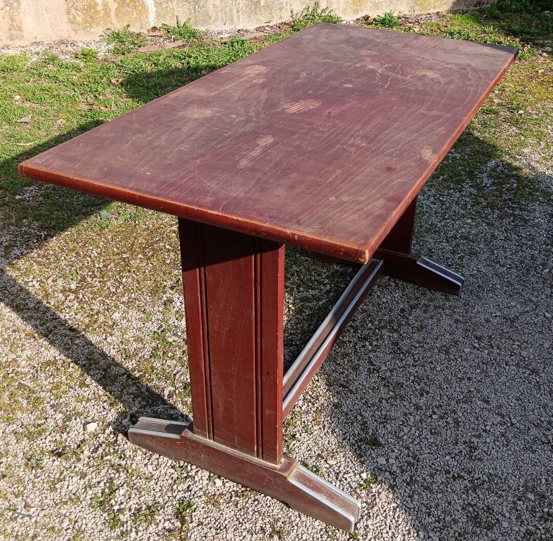 restored bistro table teak finish 1950