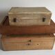 Ensemble de 3 boites en bois toilette de pension vintage