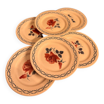 6 Digoin Sarreguemines dinner plates Janine model