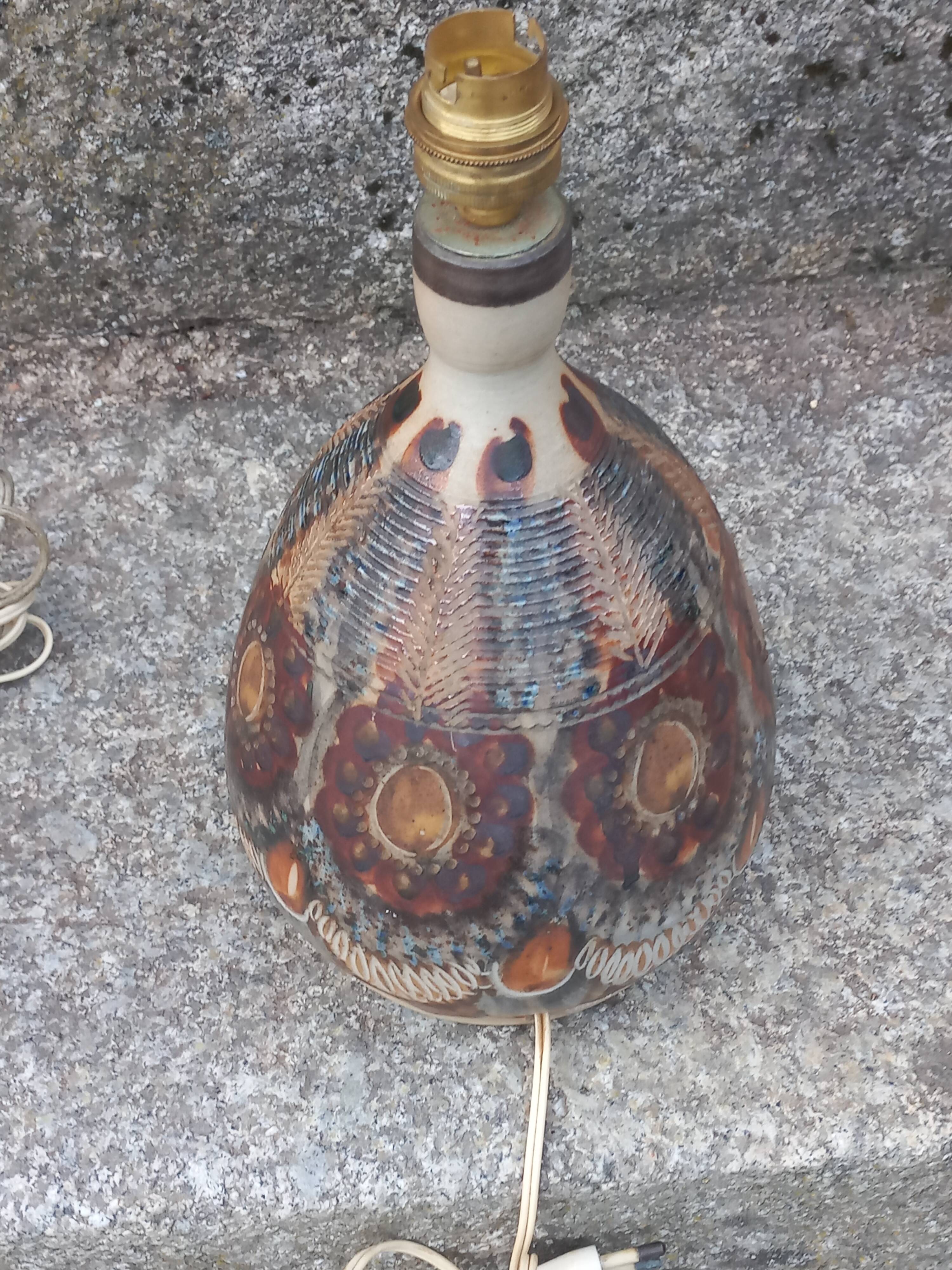 Set of 2 stoneware lamps by Jean Claude Courjault La Cerisaie.