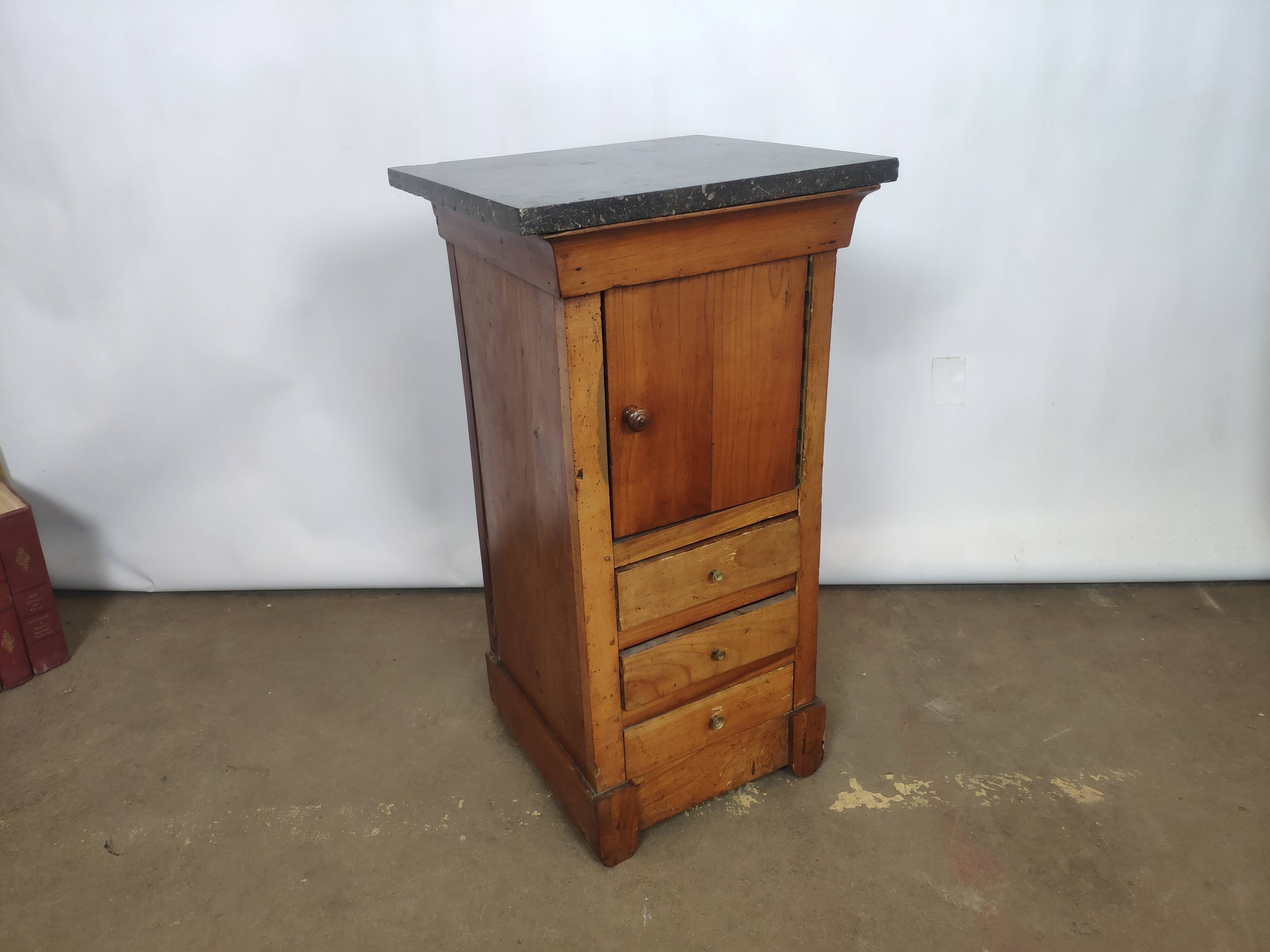 Former bedside Louis Philippe style 3 drawers a door