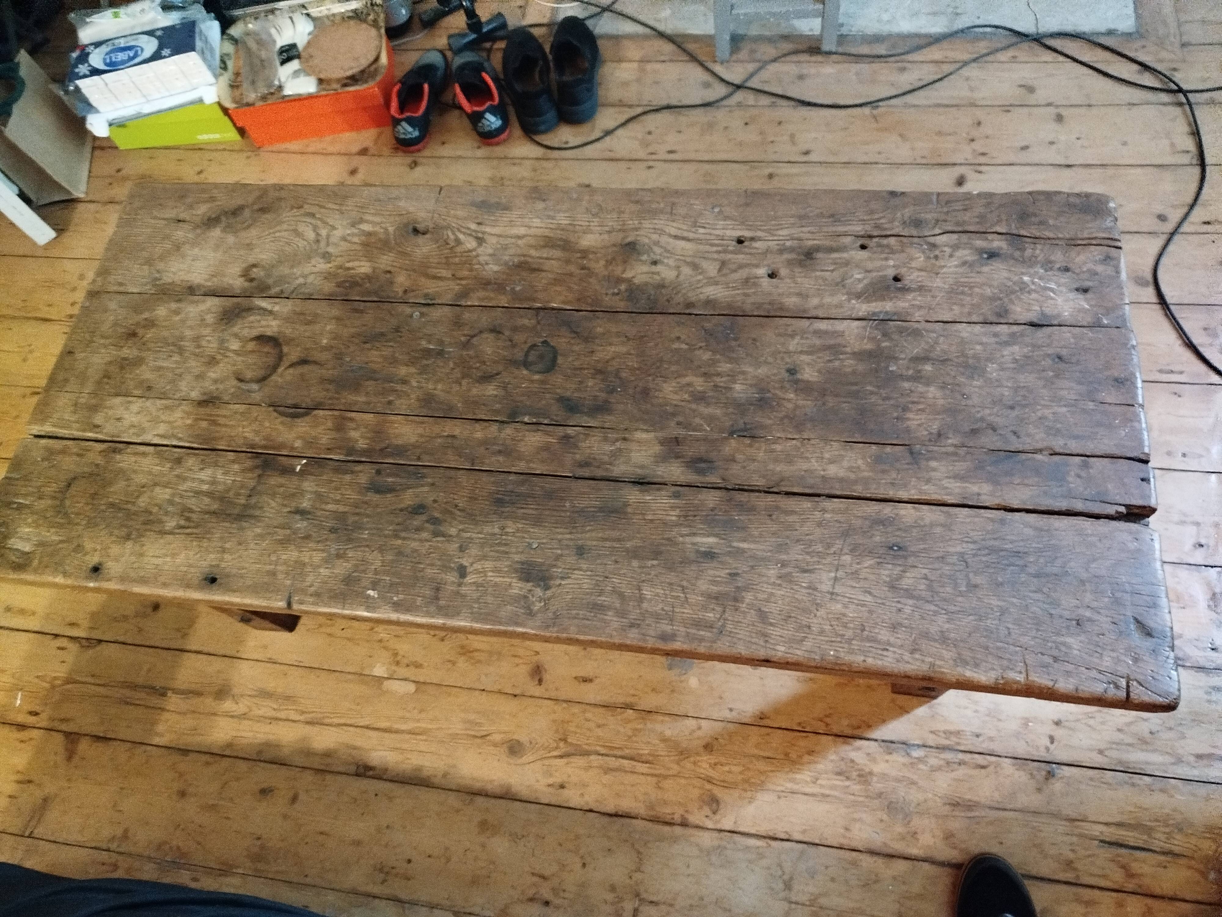 rustic coffee table, workshop style