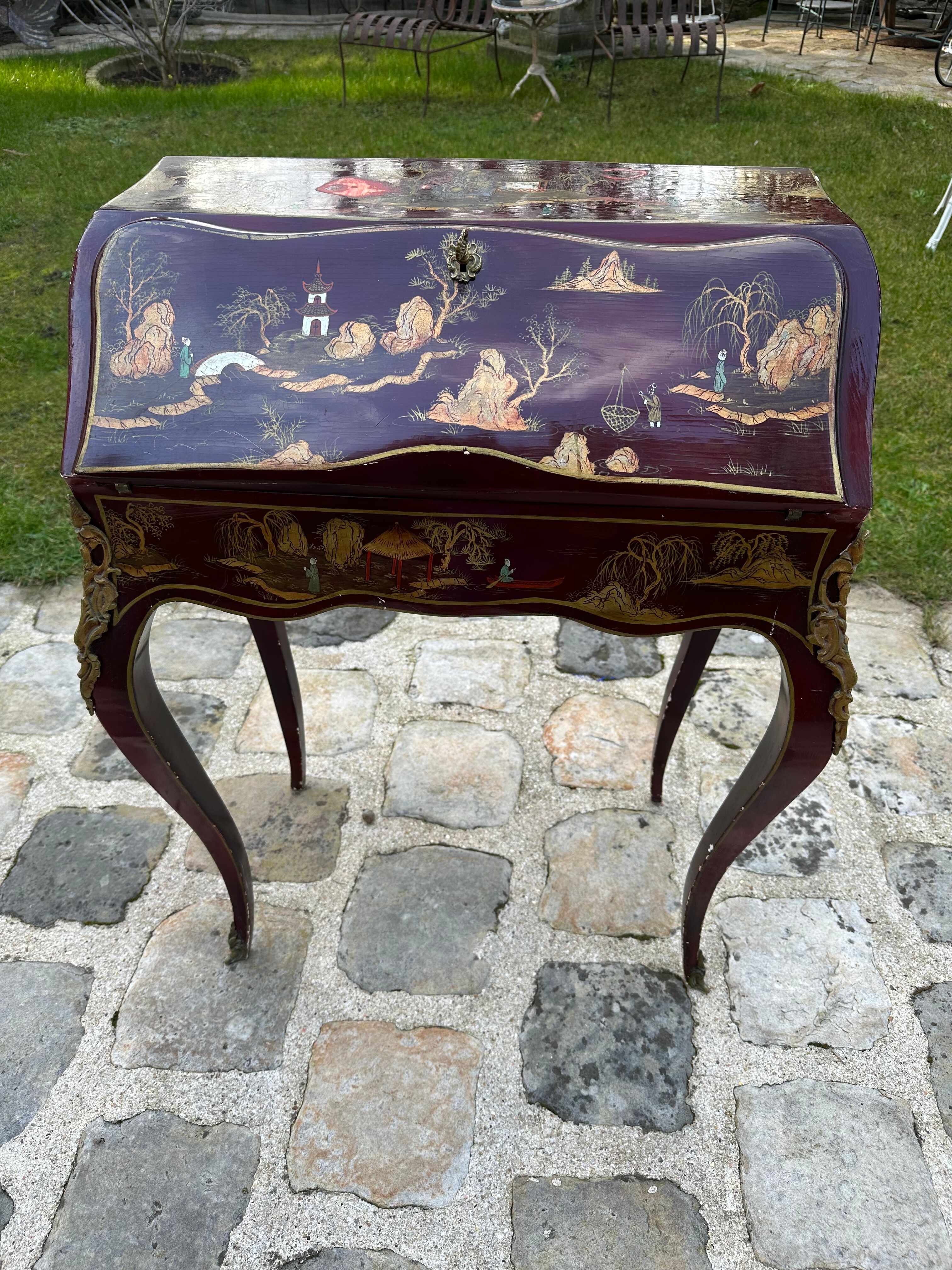 Slope desk - Louis XV style - Chinese lacquer