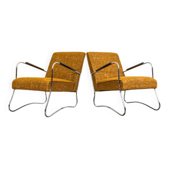 Bauhaus style armchairs, 1950s, Poland, set of 2