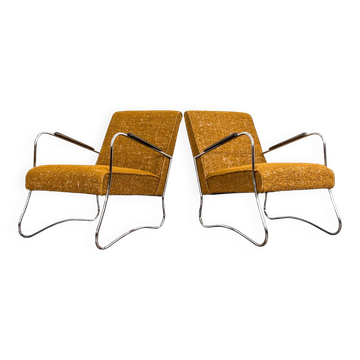Bauhaus style armchairs, 1950s, Poland, set of 2