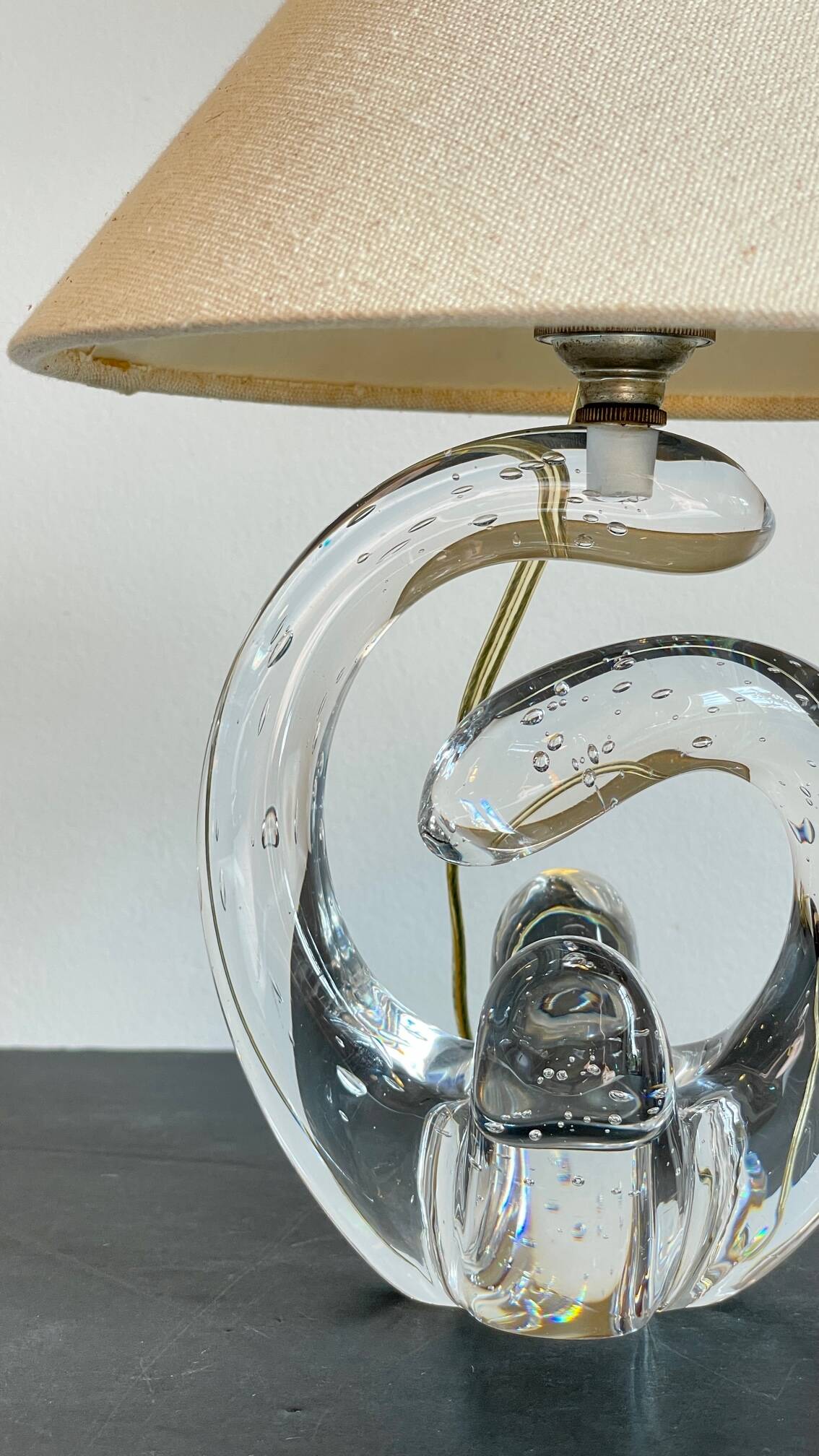Lampe cristal art déco gravée Paris France