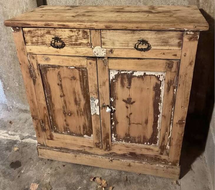 Petit buffet parisien vintage anciens bois  brut