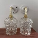 Pair of vintage chiseled glass sconces