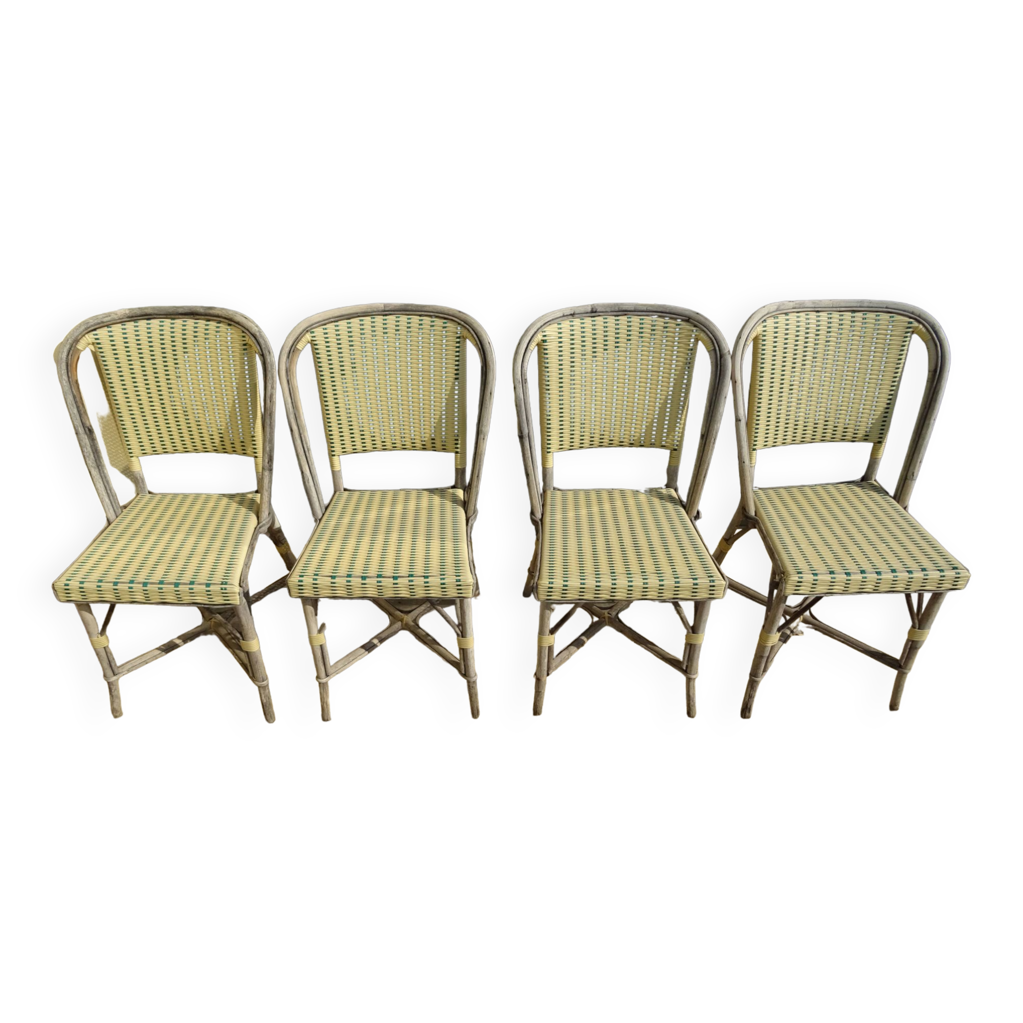 4 vintage bistrot de Paris rattan chairs