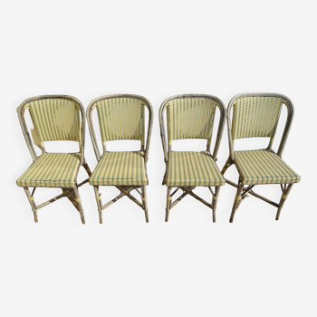 4 chaises en rotin bistrot de Paris vintage