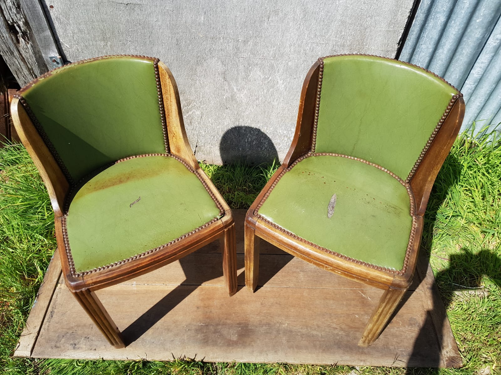 Pair old chairs wood