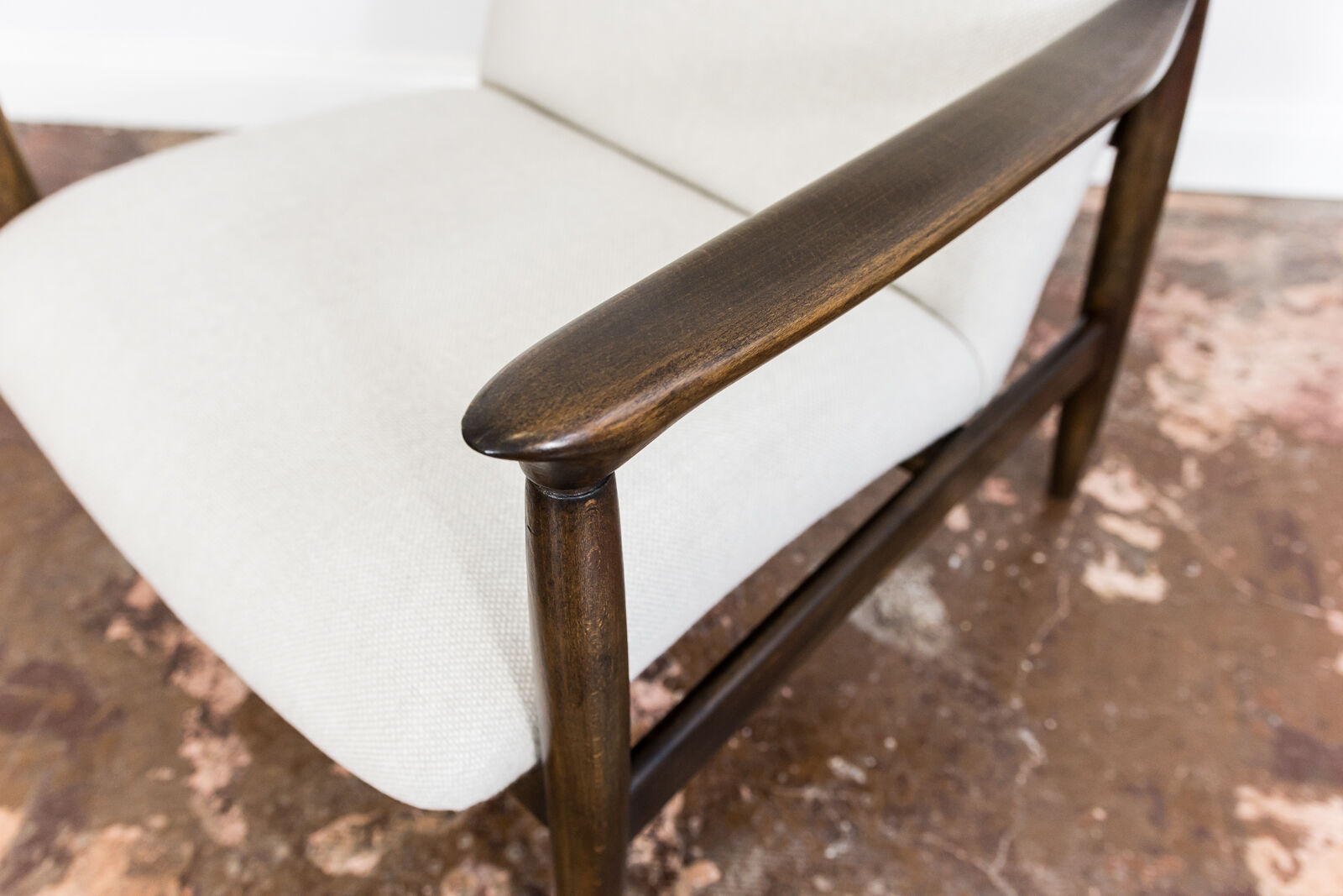 Fauteuil GFM de style mid-century par E. Homa en tissu Kvadrat, années 1960