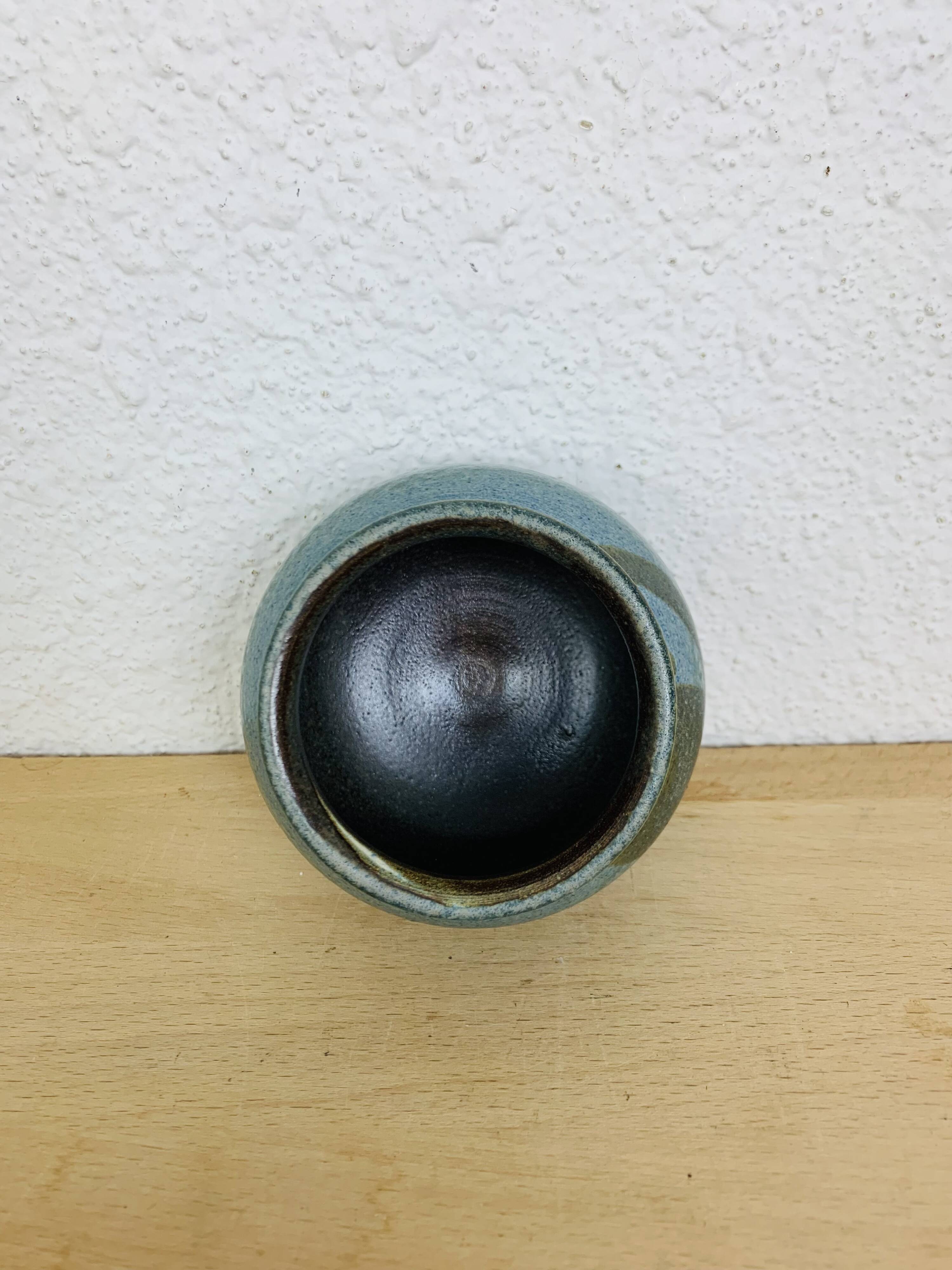 Blue stoneware ball vase