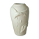 Thick white porcelain vase with relief decoration of a flying duck.