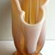Art deco vase shape curved fan brown glass and pink opaline