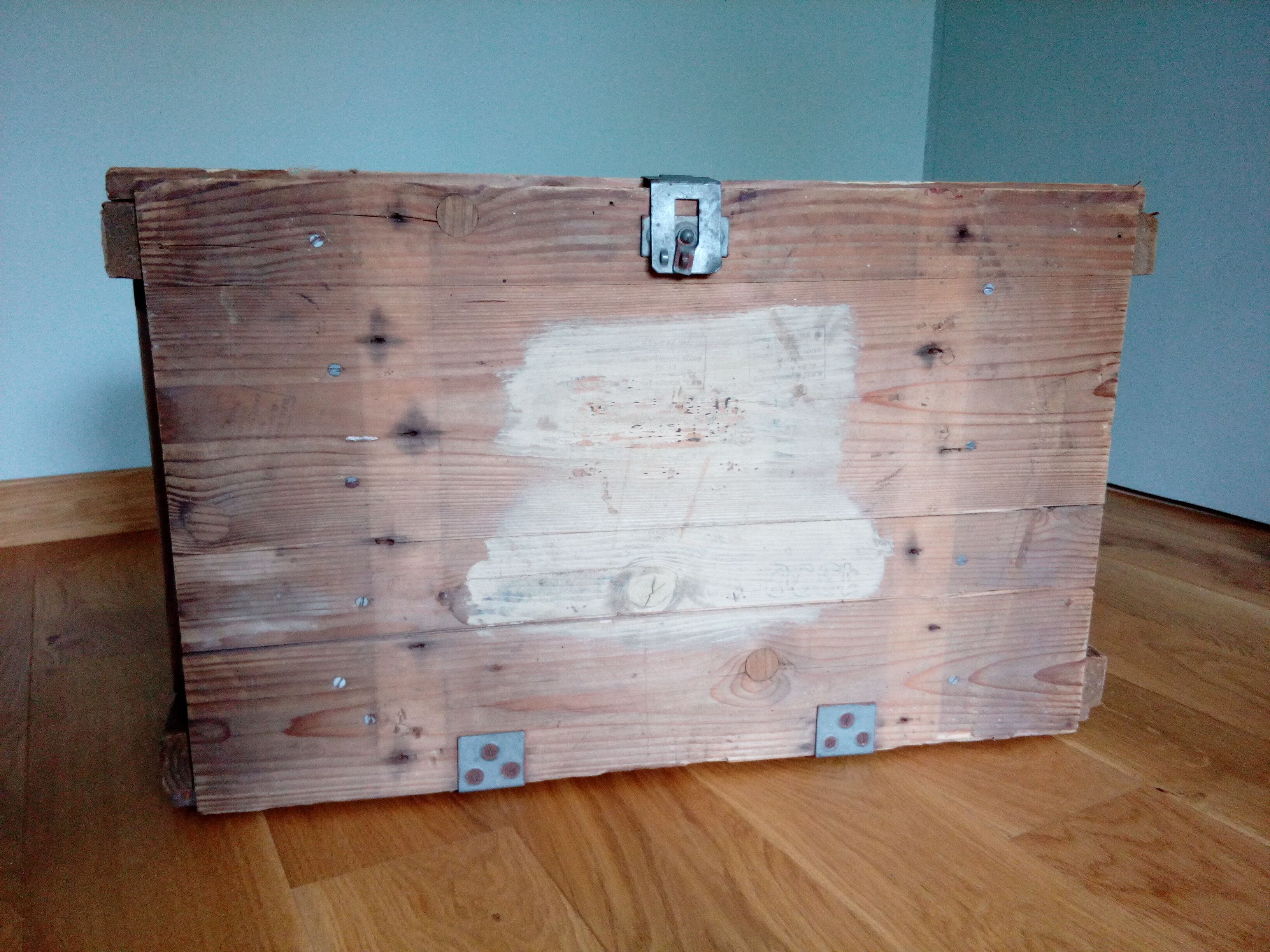 Industrial style wooden transport crate or chest