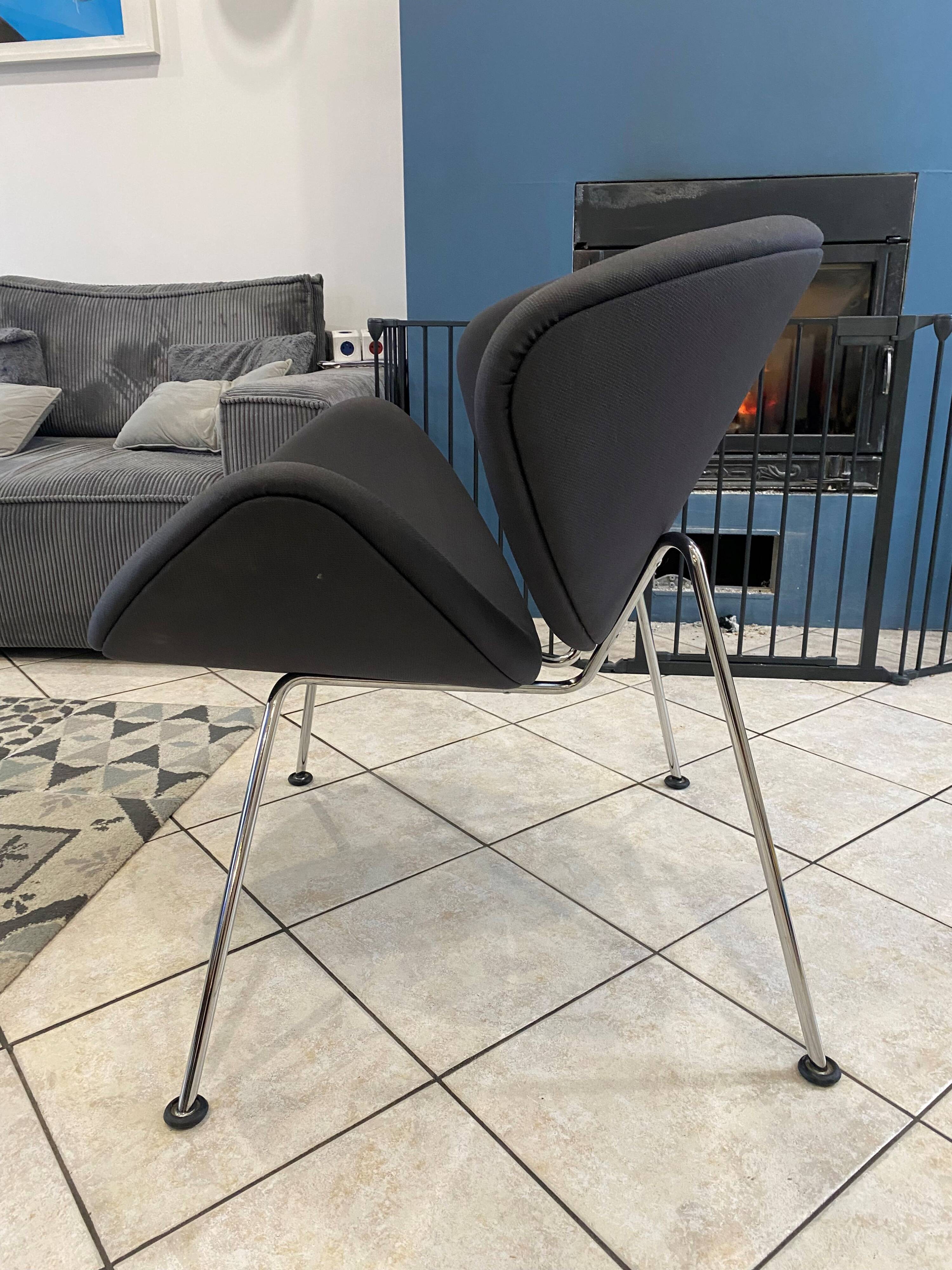 Orange slice armchair 437 by pierre paulin for artifort, grey, 1980.