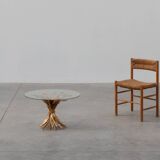 Hollywood regency gilt sheaf of wheat side table “coco chanel”, Italy 1960s