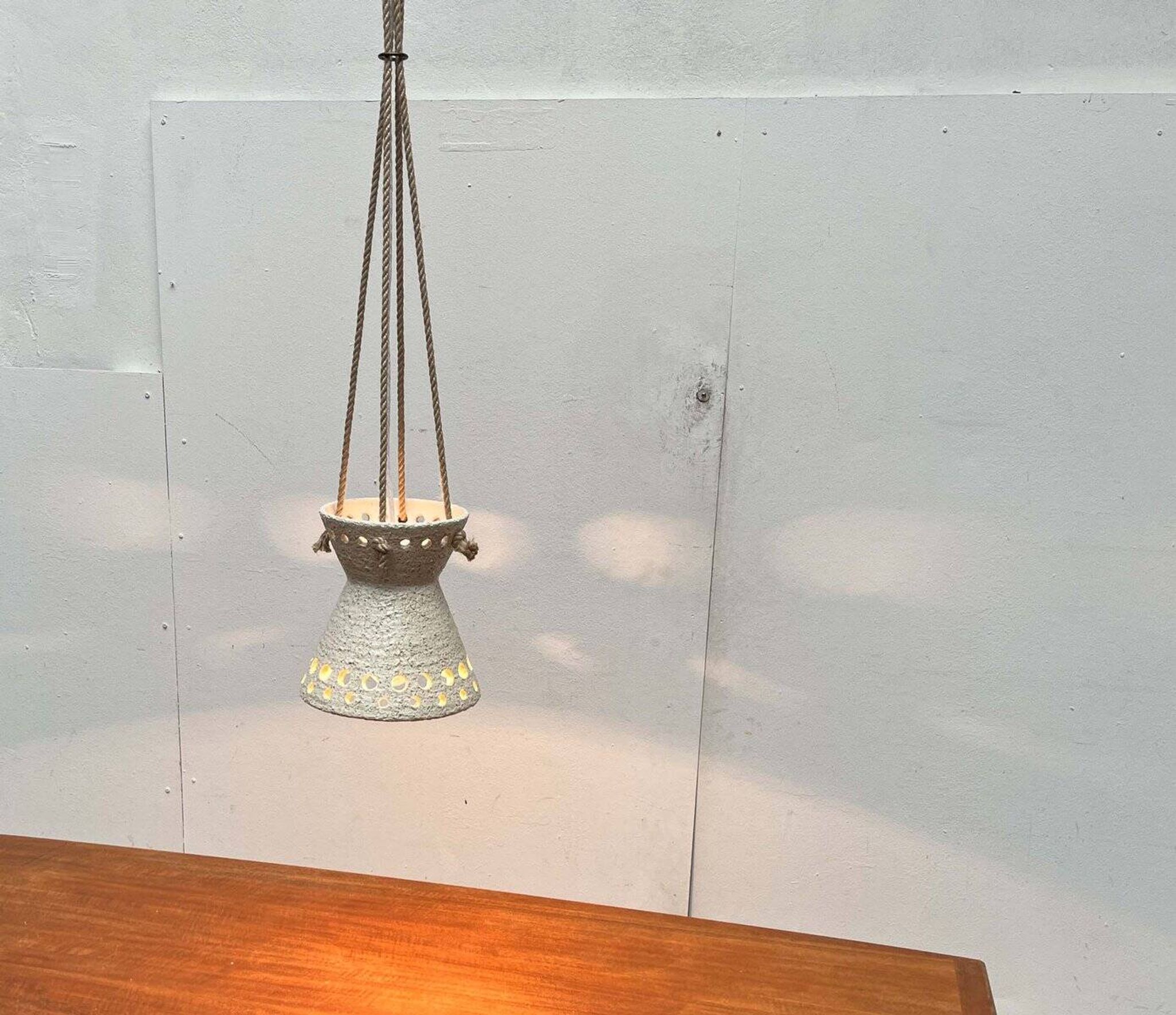 White ceramic pendant lamp in mid-century modern Danish style, 1960s.
