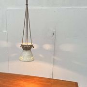 White ceramic pendant lamp in mid-century modern Danish style, 1960s.