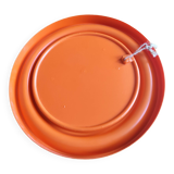 Vintage orange round wall mirror from the space age
