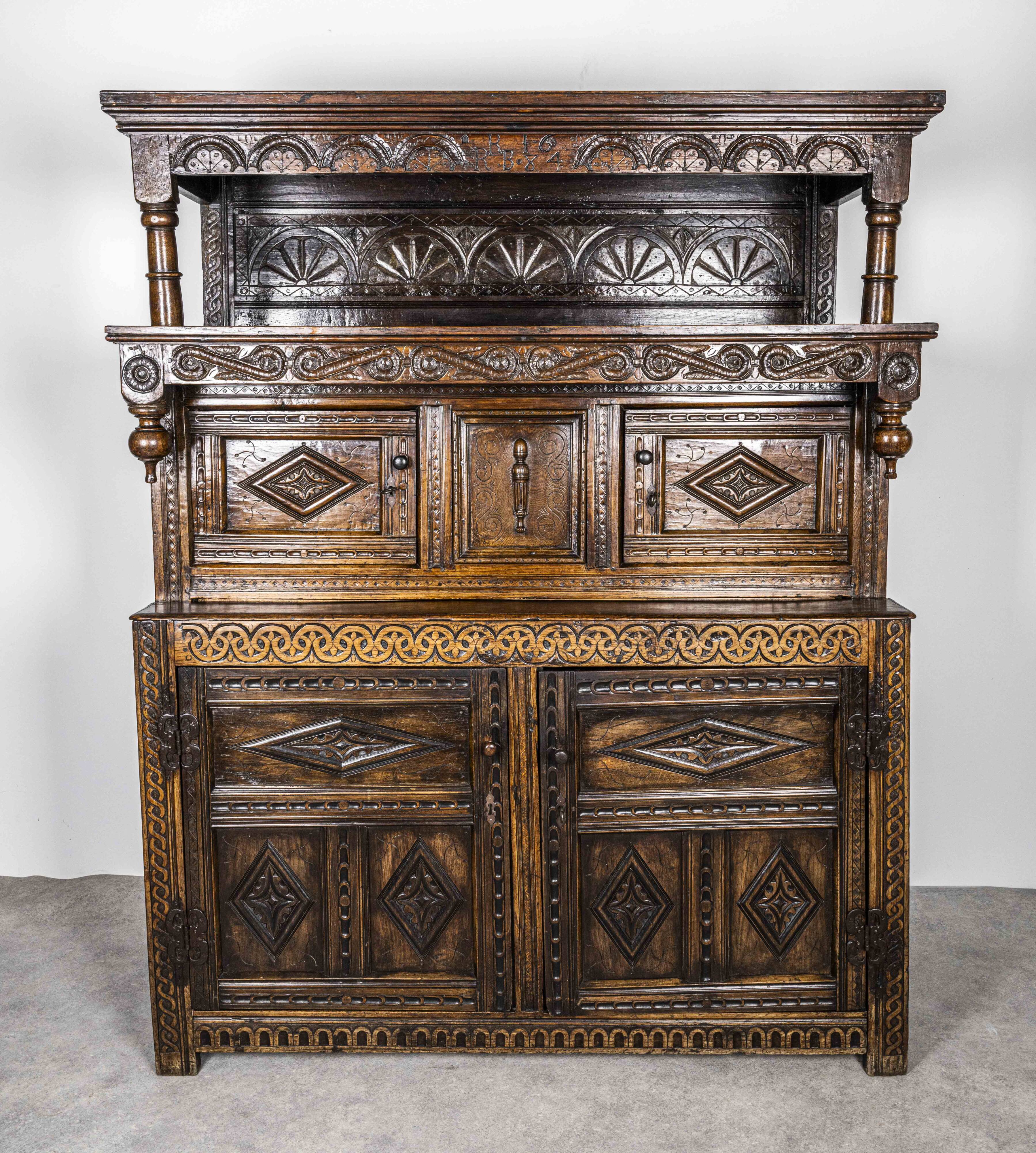 Charles II Oak Plaque, 1684, Set of 3