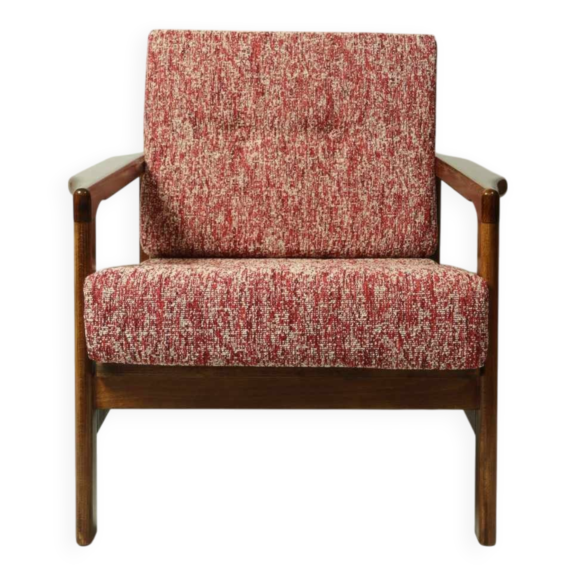 Vintage Armchair Lobster Upholstery Living Room Scandinavian, MCM, Poland 1960s
