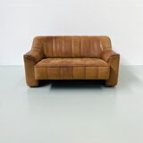 Mid-Century Swiss Cognac Leather DeSede DS-44  Extendable 2-seater Sofa by DeSede 1970s.