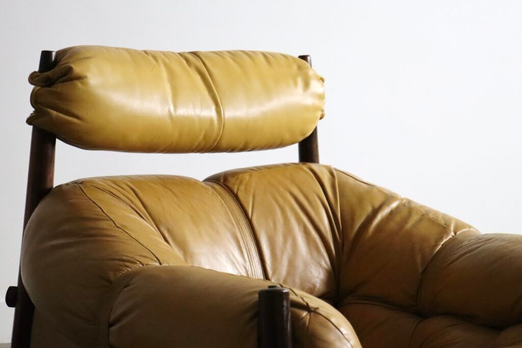 Percival Lafer MP-81 lounge chair in yellow leather, Brazil 1970s