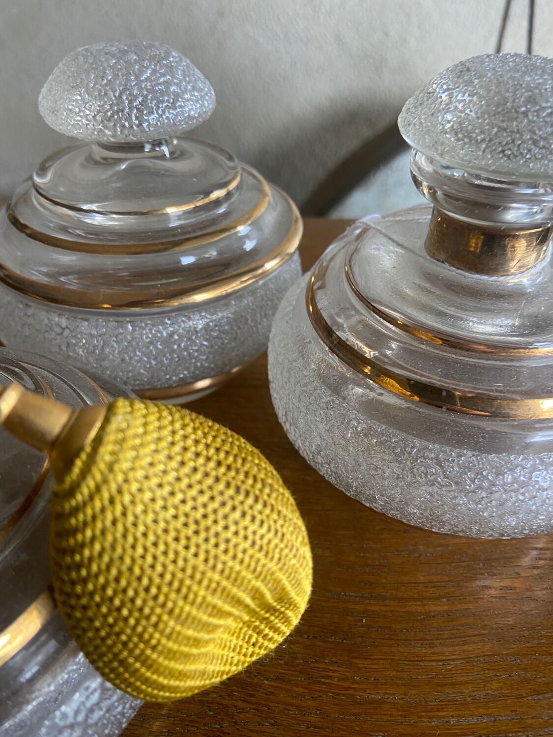 Trio of glass toiletries