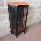 English Chippendale display case 1950s two-tone walnut and black