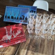 Set of 12 vintage Italian crystal champagne flutes Capri model with original boxes