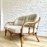 Vintage 2-seater rattan bench, KOK