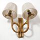 Rattan wall lamp with 2 lights and rope lampshades, 1960-1970.
