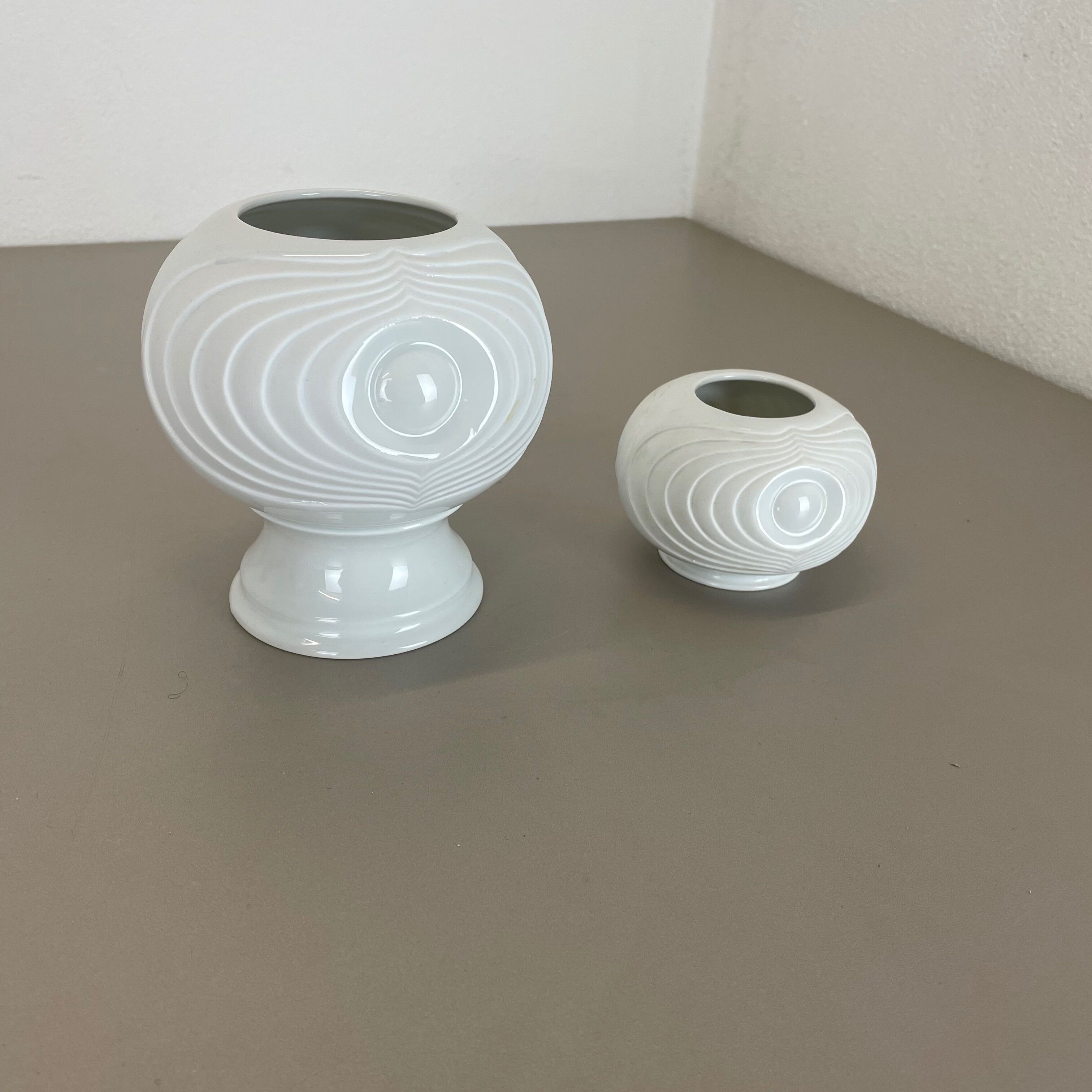 Set of 2 original porcelain op art vase made by royal bavaria kpm germany, 1970s